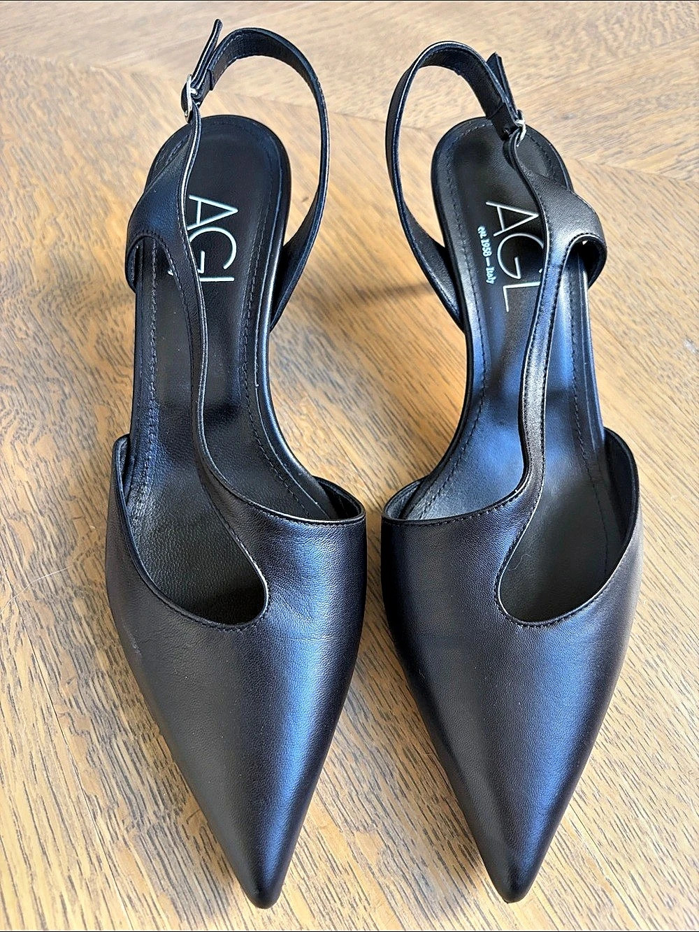 AGL Sami Sling Back Pointed-Toe Slingback Heels Black US 8